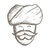 Gravieren Sie den alten Mann mit Turban-Logo-Symbol-Vektor-Icon-Illustrationsdesign vektor