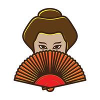 vintage geisha kvinnor japan logotyp symbol vektor ikon illustration design