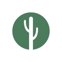 kaktus på cirkel siluett logotyp design modern blomma vektor