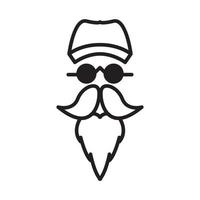 Cartoon Kopf Mann mit Bart und Sonnenbrille Linien Logo Vektor Symbol Symbol Illustration Design