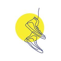 linjer konst moderna skor man sneakers logo design vektor ikon symbol illustration