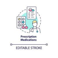 Konzeptsymbol für verschreibungspflichtige Medikamente. Lungenentzündung Behandlung abstrakte Idee dünne Linie Illustration. Antibiotika gegen Bronchitis. antivirale Einnahme. Vektor isolierte Umrissfarbe Zeichnung. editierbarer Strich