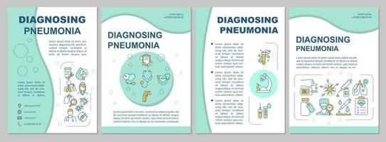 broschürenvorlage zum erkennen einer lungenentzündung. Diagnosetest. flyer, broschüre, broschürendruck, cover-design mit linearen symbolen. Vektorlayouts für Präsentationen, Geschäftsberichte, Anzeigenseiten vektor