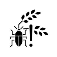 Schädlinge Gefahr schwarzes Glyphen-Symbol. Insekten und Krankheiten schaden der Ernte. Hunger und Hungergrund. landwirtschaftliches Problem. Ernährungsunsicherheit. Schattenbildsymbol auf Leerraum. vektor isolierte illustration