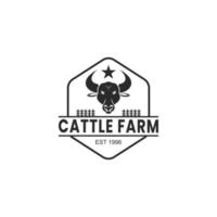 einfaches Vintage-Rinderfarm-Logo vektor