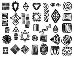 ethnische stammeshandgezeichnete elemente im schwarz-weißen stil. vektor