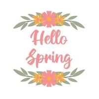 Hallo Frühling. Vektor-Illustration einer Grußkarte mit Frühlingsblumen. vektor
