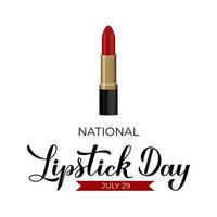 nationaler lippenstift-tag-kalligrafie-handbeschriftung mit rotem lippenstift isoliert auf weiß. lustiger amerikanischer feiertag feiern den 29. juli. vektorvorlage für typografieplakat, aufkleber, banner, aufkleber usw. vektor