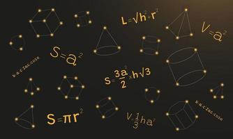 mathematischer Hintergrund mit Formeln und geometrischen Formen vektor