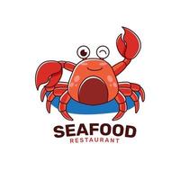 Meeresfrüchte-Restaurant-Logo-Vorlage mit Krabbe vektor