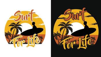 Surfen fürs Leben. Surfen im Retro-Vintage-Design für T-Shirt, Banner, Poster, Becher usw vektor