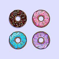 Donuts mit Glasur in verschiedenen Farben. Donut-Symbol, Vektorillustration vektor