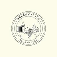 magiska slottet linjekonst logotyp illustration vektor malldesign