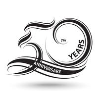 schwarzes 50. Jahrestagszeichen und Logo für Feiersymbol