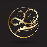 goldenes Logo und Zeichen des 20. Jahrestages, goldenes Feiersymbol vektor