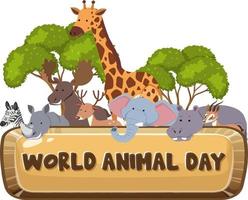 världens djurdag banner med afrikanska vilda djur vektor