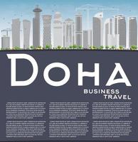 doha skyline med grå skyskrapor och blå himmel. vektor