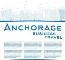disposition anchorage alaska skyline med blå byggnader och kopiera utrymme. vektor