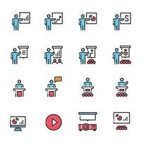 Geschäftsleute team training line color icons vector illustration