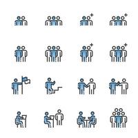 Personensymbole, Personenarbeitsgruppenteam, Symbol, perfektes Design, einfacher Satz für die Verwendung in Website-Infografiken, Logobericht, Farblinienvektorillustration vektor