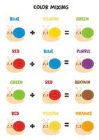 färgblandningsschema för barn. primära och sekundära färger. vektor