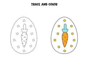 niedliches osterei nachzeichnen und ausmalen. Arbeitsblatt für Kinder. vektor