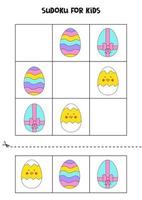 Sudoku mit süßen Ostereiern für Kinder im Vorschulalter. Logikspiel für Kinder. vektor