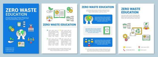 noll avfall utbildning broschyr mall layout. miljövänlig skolflyer, broschyrdesign med linjära illustrationer. vektor sidlayouter för tidskrifter, årsredovisningar, reklamaffischer