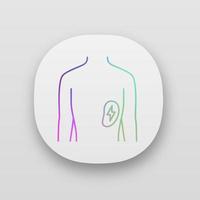 App-Symbol für kranke Milz. wundes menschliches Organ. ungesundes Lymphsystem. kranker innerer Körperteil. Immunsystem. ui ux-benutzeroberfläche. Web- oder mobile Anwendungen. Vektor isolierte Illustrationen
