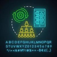 kontaktliste aktualisiert das neonlichtsymbol. Marketing-Automatisierung. Mobilgerät. Adressbuch erneuern. Kontaktbildschirm-Datenbank. leuchtendes zeichen mit alphabet, zahlen und symbolen. vektor isolierte illustration