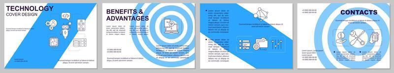 vorteile und gewinne broschürenvorlagenlayout. Digitale Technologie. flyer, broschüre, broschürendruckdesign mit linearen symbolen. Vektorseitenlayouts für Zeitschriften, Geschäftsberichte, Werbeplakate vektor