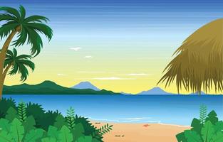 hütte insel meer sommer landschaft karma kandara strand bali illustration vektor