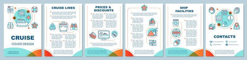 Vorlagenlayout für Kreuzfahrtbroschüren. Reise, Reise, Reise. Reisebüro. flyer, broschürendruckdesign mit linearen illustrationen. Vektorseitenlayouts für Zeitschriften, Geschäftsberichte, Werbeplakate vektor