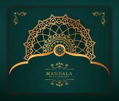 moderner Luxus-Mandala-Hintergrund mit goldgemustertem Stil. Dieses Design ist perfekt für Ramadan-Hintergrund, Einladungskarte, dekorativen Hintergrund, Druck, Banner, Poster, Cover, Broschüre, Flyer usw. vektor