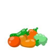 uppsättning grönsaker. skörda. rött, orange och grönt föremål. vektor