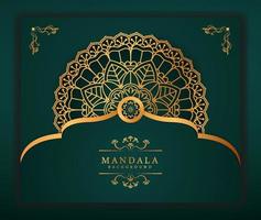 moderner Luxus-Mandala-Hintergrund mit goldgemustertem Stil. Dieses Design ist perfekt für Ramadan-Hintergrund, Einladungskarte, dekorativen Hintergrund, Druck, Banner, Poster, Cover, Broschüre, Flyer usw. vektor