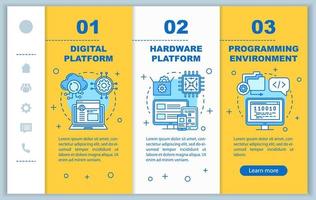 digital plattform onboarding mobila webbsidor vektor mall. responsiv smartphone webbplats gränssnitt idé med linjära illustrationer. programmering webbsida genomgång steg skärmar. färg koncept