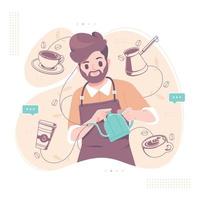 vintage kaffee barista illustrationshintergrund vektor