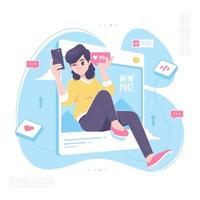 social media influencer illustration bakgrund vektor