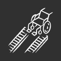 Kreidesymbol für Rollstuhlrampe. Gerät für körperbehinderte Menschen. Transport im urbanen Umfeld. manueller Rollstuhl, Mobilitätshilfe, behindertengerechte Ausstattung. isolierte vektortafelillustration vektor