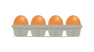 Färsk kycklingägg i paket isolerad på vit bakgrund - Vektor illustration mat