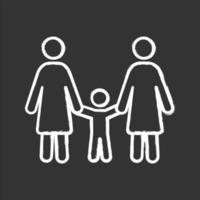 lesbische Familie Kreidesymbol. gleichgeschlechtliche Erziehung. zwei Mütter mit Kind. lesbische Adoption. LGBT-Eltern. zwei Frauen mit Kind. isolierte vektortafelillustration vektor