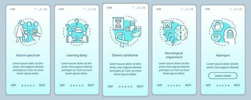 Kinderbetreuung zu Hause Onboarding Mobile App Seite Bildschirm Vektorvorlage. Pflegedienst. Pädiatrie. Kinderkrankheiten Walkthrough Website Schritte. Medizin und Gesundheitswesen. ux, ui, gui-smartphone-schnittstelle vektor