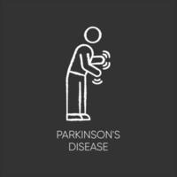 kritaikonen för parkinsons sjukdom. rörelse, gångsvårigheter. skakningar och stelhet. parkinsonism. parkinsons syndrom. mental hälsa. psykiatri, neurologi. isolerade svarta tavlan vektorillustration vektor