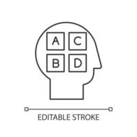 Lineares Symbol für soziale Umfragen. öffentliche Meinung. Forschung. Verbraucherbewertung. Kundenzufriedenheit. Persönlichkeitstest. dünne Liniendarstellung. Kontursymbol. Vektor isoliert Umrisszeichnung. editierbarer Strich