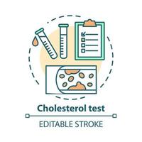 Symbol für das Testkonzept des Cholesterinspiegels. Überprüfung von fettverstopften Arterien Idee Thin Line Illustration. Überwachung der Krankheitssymptome der Atherosklerose. Vektor isoliert Umrisszeichnung. editierbarer Strich