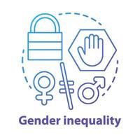 ojämlikhet begreppet ikon. könsdiskriminering idé tunn linje illustration. ojämlika rättigheter för kvinnor och män. sexism. kvinnors egenmakt. vektor isolerade konturritning