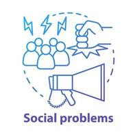 sociala problem koncept ikon. våld, sociala övergrepp och trakasserier idé tunn linje illustration. antisocialt beteende. konflikter och mobbning. vektor isolerade konturritning