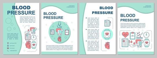 Layout der Blutdruckbroschüre. systolischer, diastolischer Druckwert. flyer, broschüre, broschürendruckdesign mit linearen illustrationen. Vektorseitenlayouts für Geschäftsberichte, Werbeplakate vektor