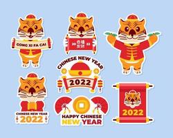 kinesiskt nyår 2022 klistermärkessamling vektor